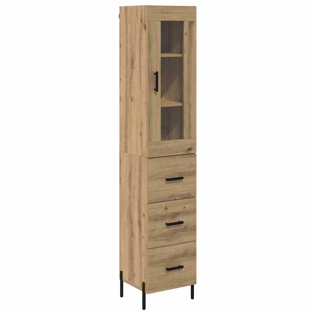 Høyskap med skuff Artisan Eik 34,5 x 34 x 180 cm Konstruert tre