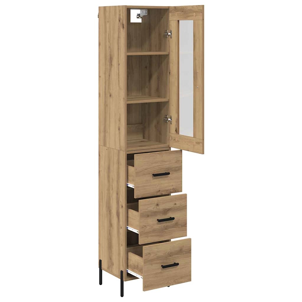 Høyskap med skuff Artisan Eik 34,5 x 34 x 180 cm Konstruert tre