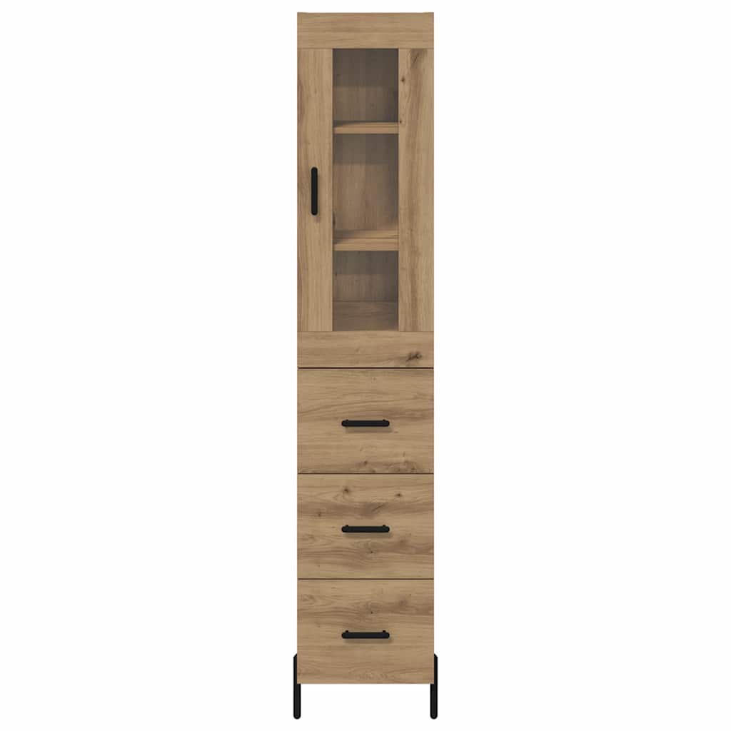 Høyskap med skuff Artisan Eik 34,5 x 34 x 180 cm Konstruert tre