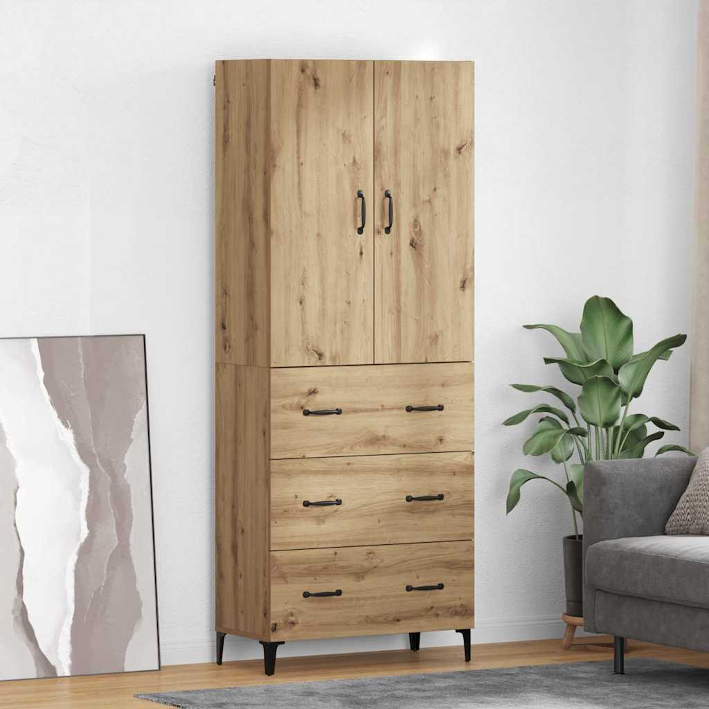 Høyskap med skuff Artisan Eik 69,5 x 34 x 180 cm Konstruert tre