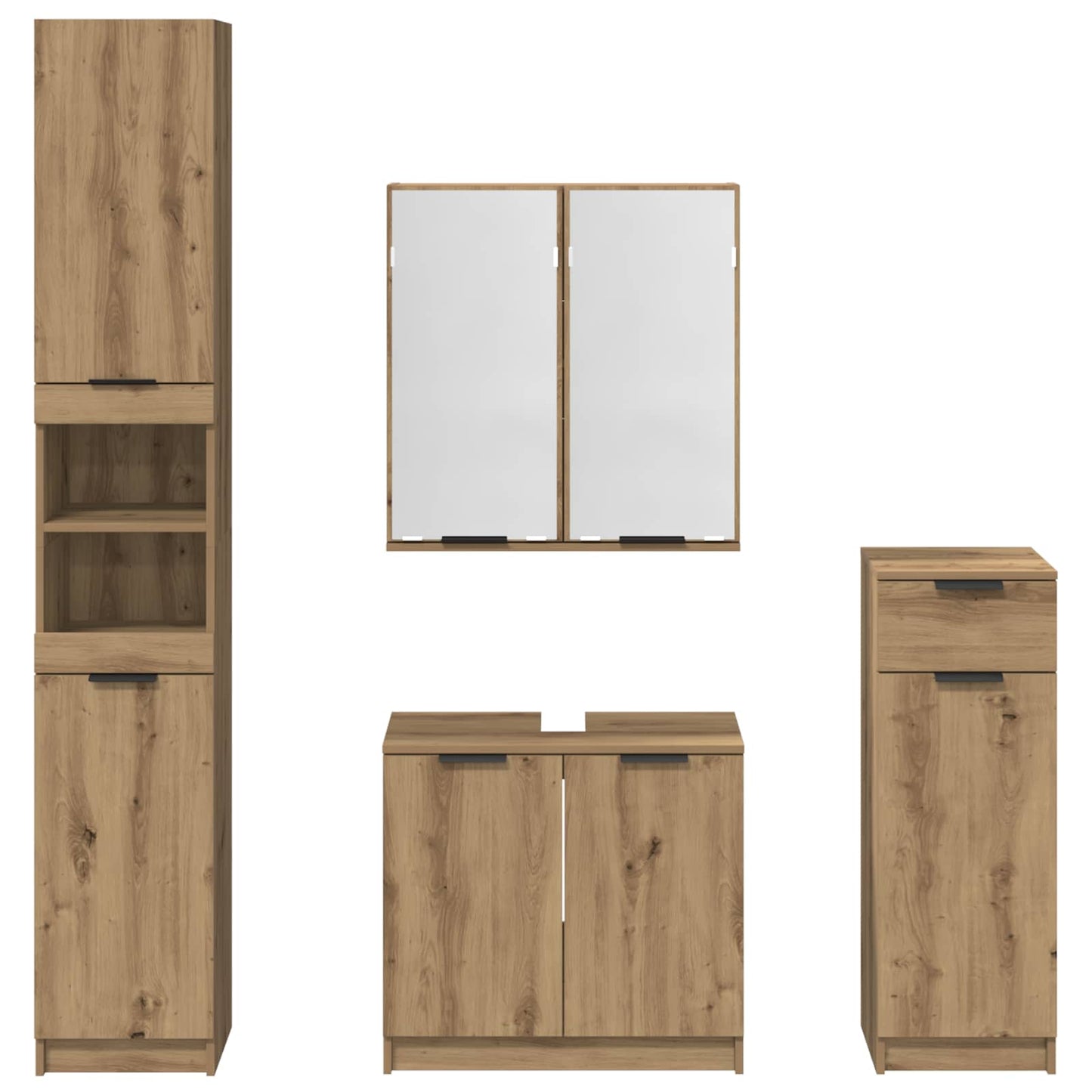 Baderomsinnredningssett 4 pcs Artisan Eik Konstruert tre