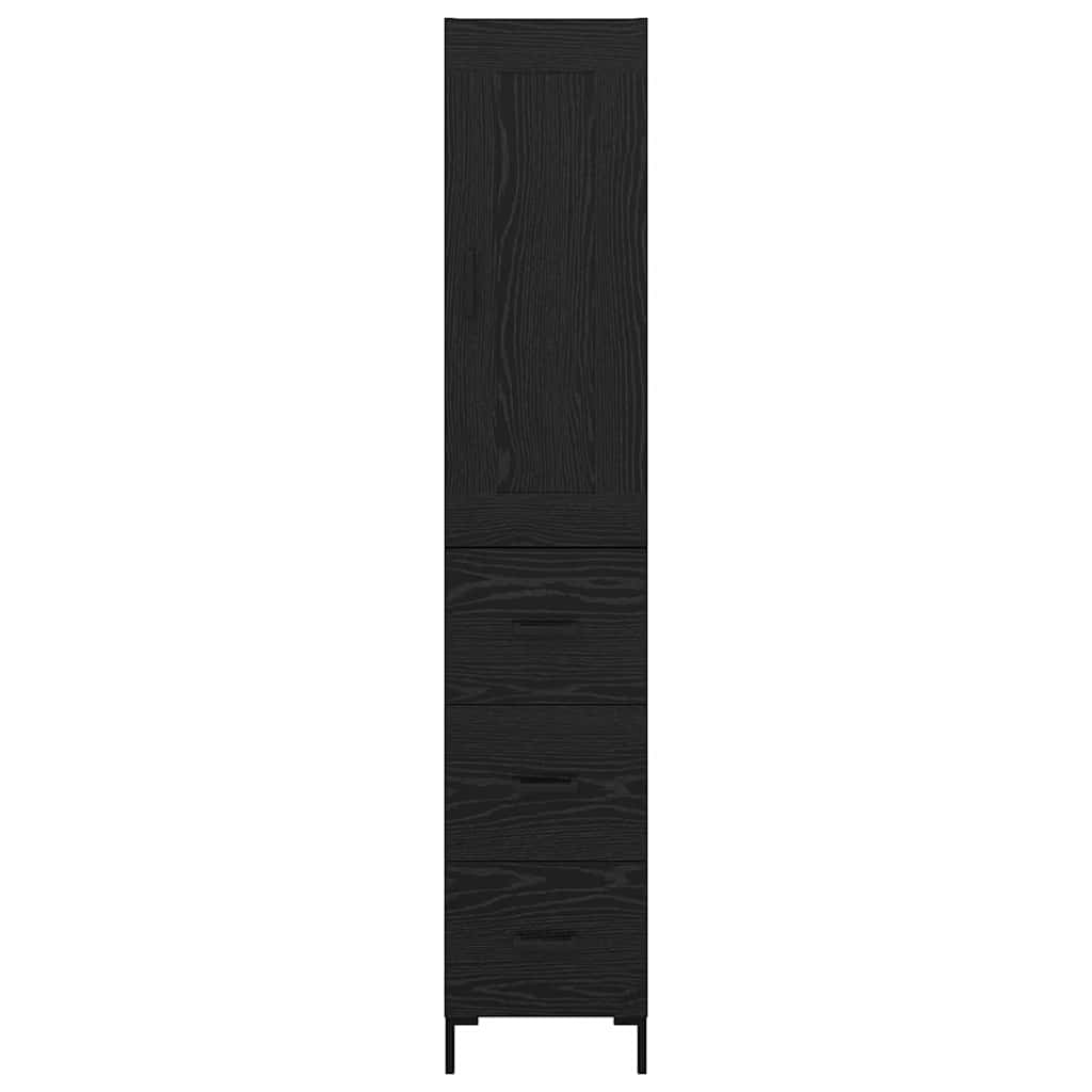 Høyskap med skuff Svart Eik 34,5 x 34 x 180 cm Konstruert tre