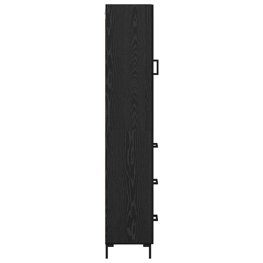 Høyskap med skuff Svart Eik 34,5 x 34 x 180 cm Konstruert tre