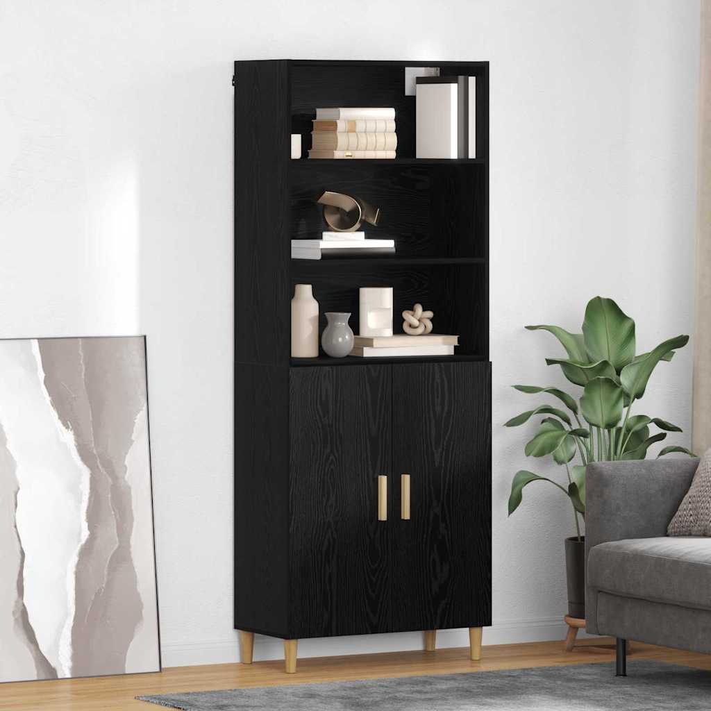 Høyskap Svart Eik 69,5 x 32,5 x 180 cm Konstruert tre