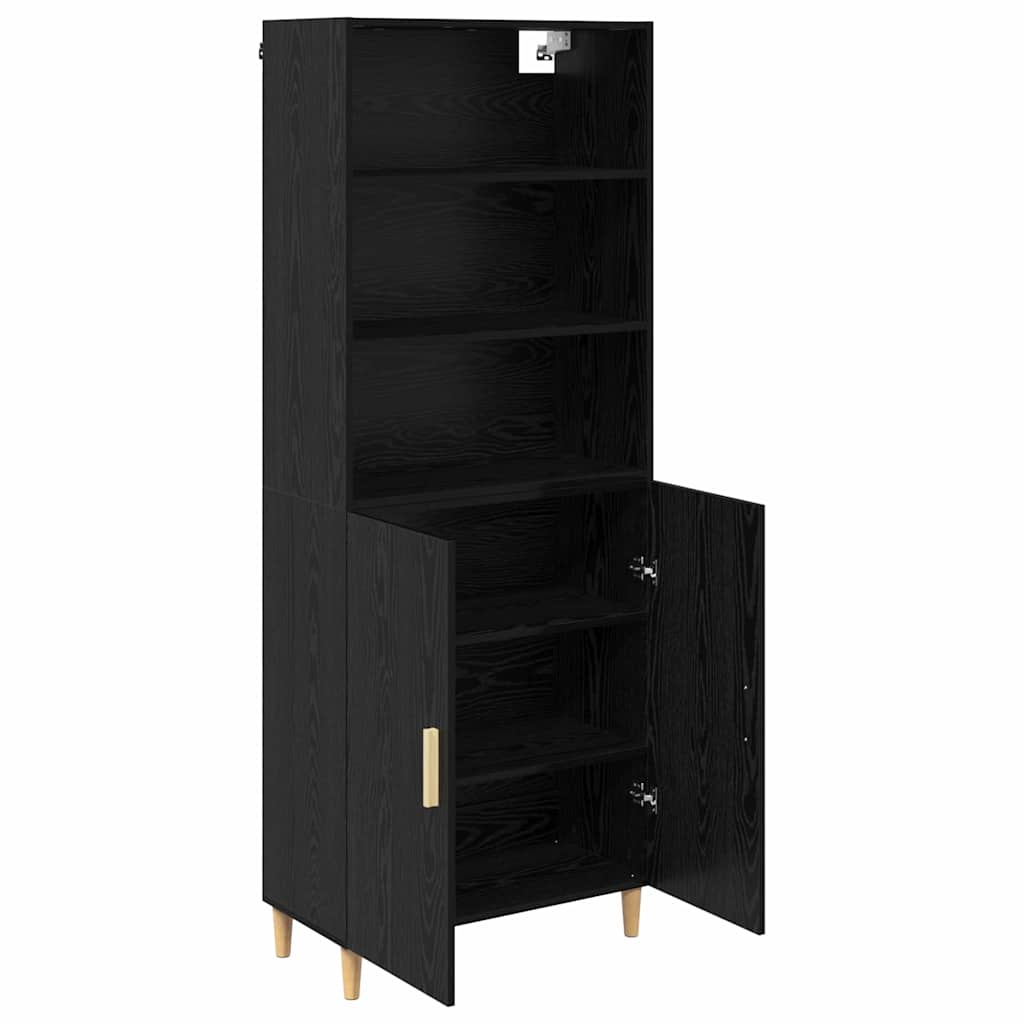 Høyskap Svart Eik 69,5 x 32,5 x 180 cm Konstruert tre