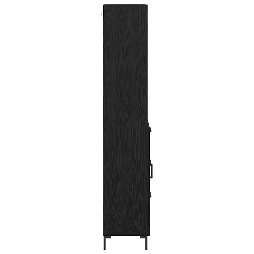 Høyskap med skuff Svart Eik 69,5 x 34 x 180 cm Konstruert tre