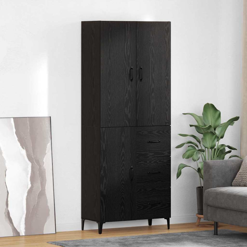 Høyskap Veggmontert Svart Eik 69,5 x 34 x 180 cm Konstruert tre
