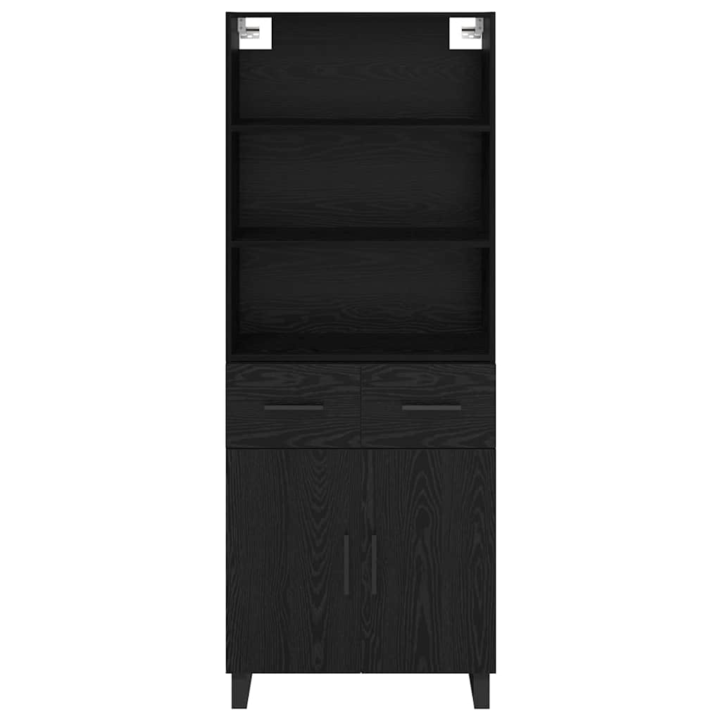 Høyskap 2 pcs Svart Eik 69,5 x 34 x 180 cm Konstruert tre