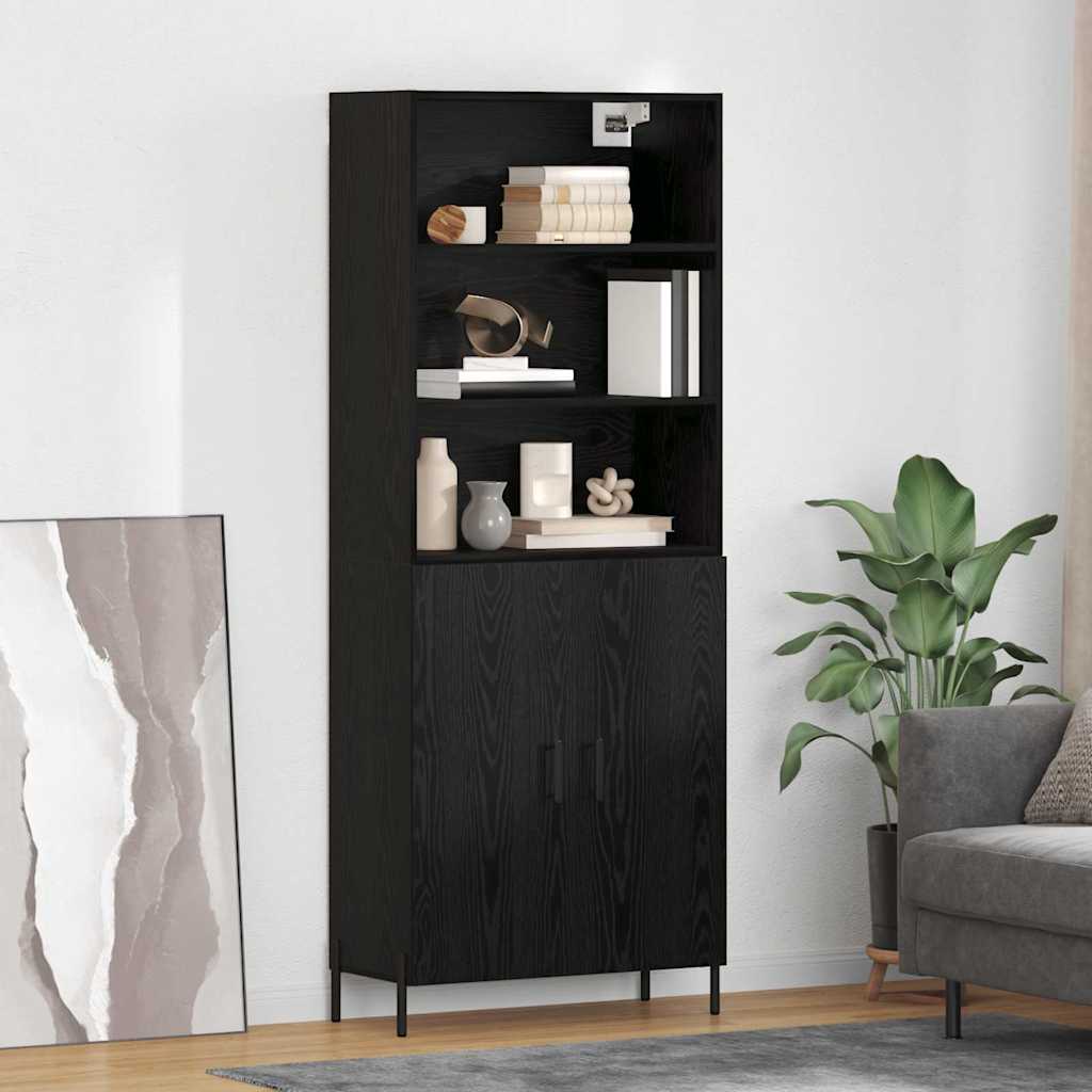 Høyskap Svart Eik 69,5 x 34 x 180 cm Konstruert tre