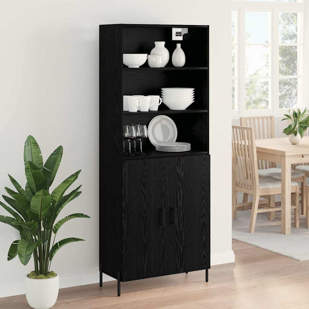 Høyskap Svart Eik 69,5 x 34 x 180 cm Konstruert tre