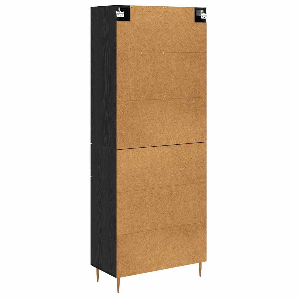 Høyskap med skuff Svart Eik 69,5 x 34 x 180 cm Konstruert tre
