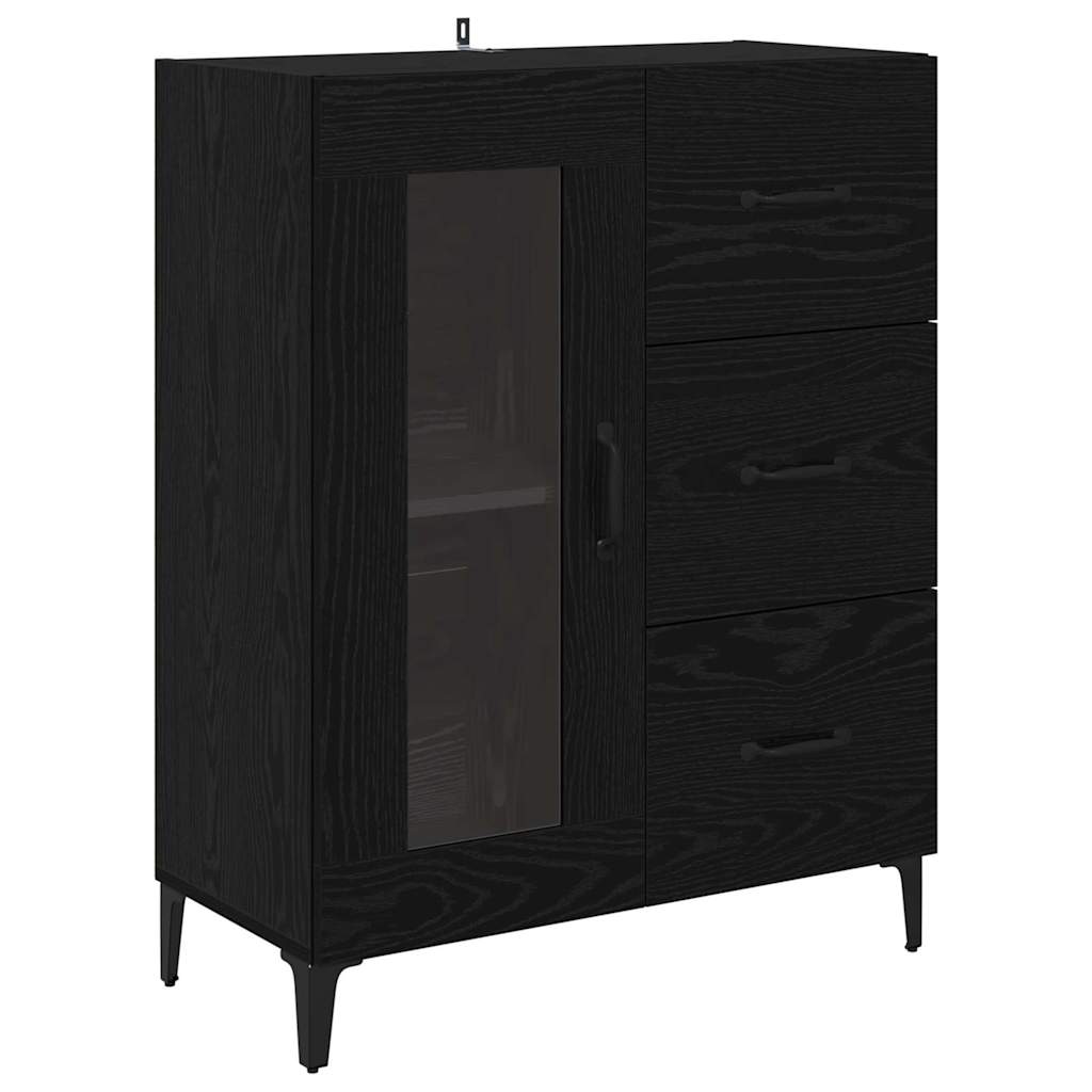 Høyskap Veggmontert Svart Eik 69,5 x 34 x 180 cm Konstruert tre