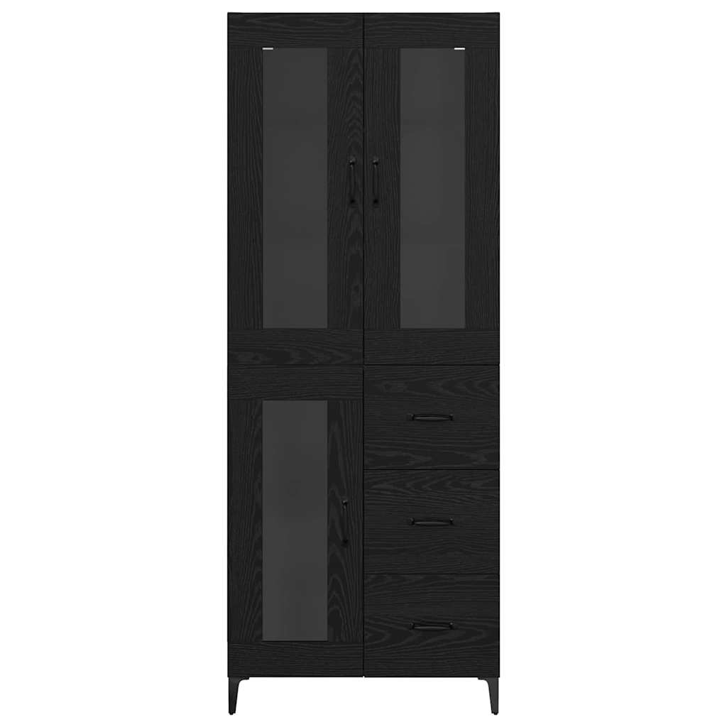Høyskap Veggmontert Svart Eik 69,5 x 34 x 180 cm Konstruert tre