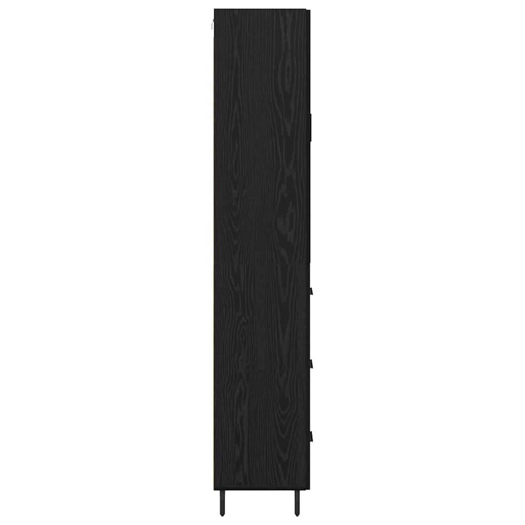 Høyskap med skuff 2 pcs Svart eik Sponplater og glass