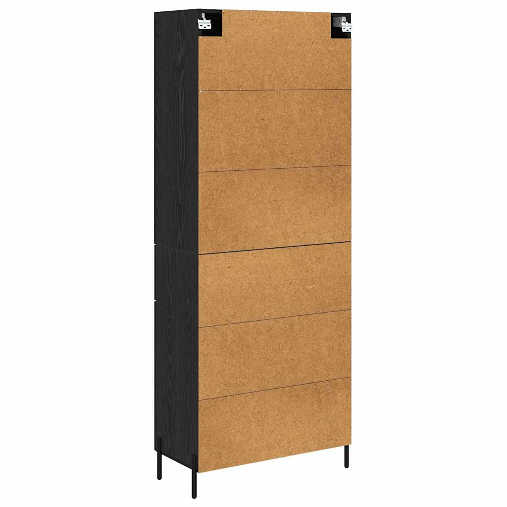 Høyskap Veggmontert Svart Eik 69,5 x 34 x 180 cm Konstruert tre