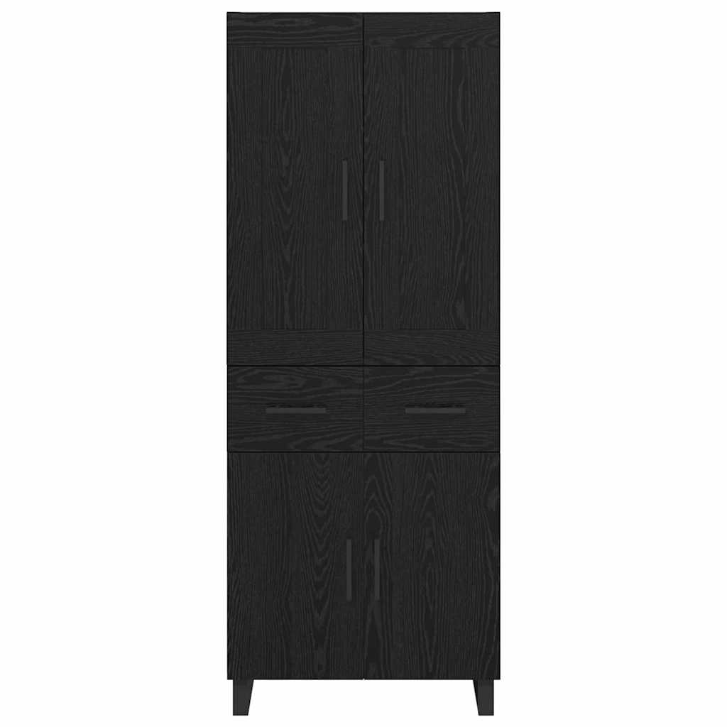 Høyskap med skuff Svart Eik 69,5 x 34 x 180 cm Konstruert tre