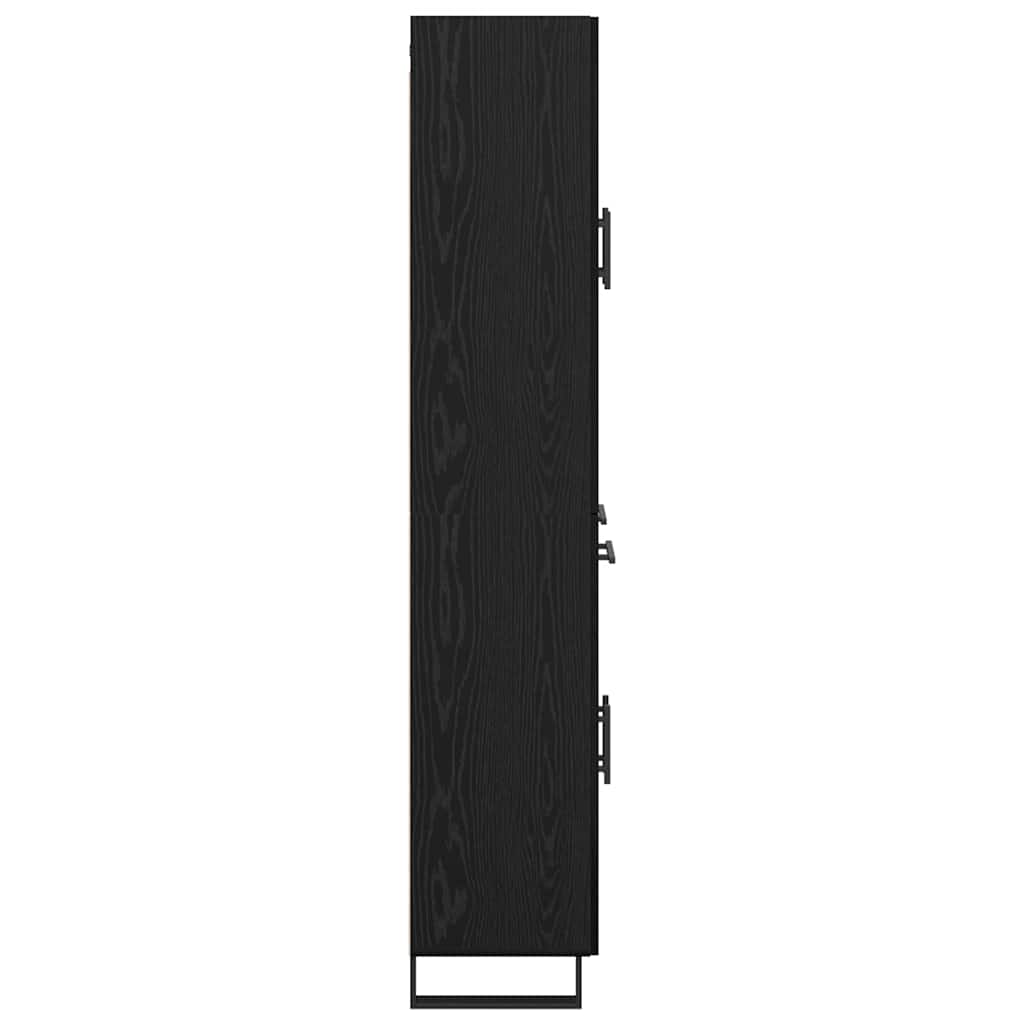 Høyskap med skuff Svart Eik 69,5 x 34 x 180 cm Konstruert tre