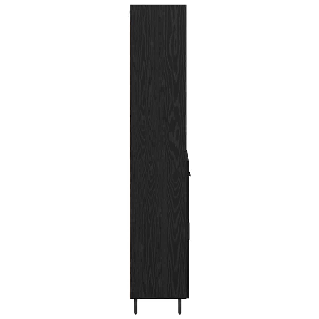 Høyskap Svart Eik 69,5 x 34 x 180 cm Sponplater og glass