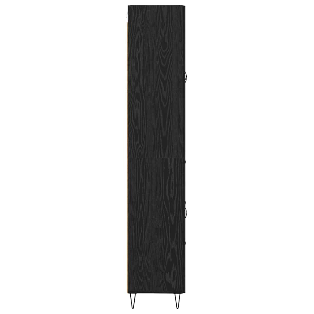Høyskap med skuff Svart Eik 69,5 x 34 x 180 cm Konstruert tre