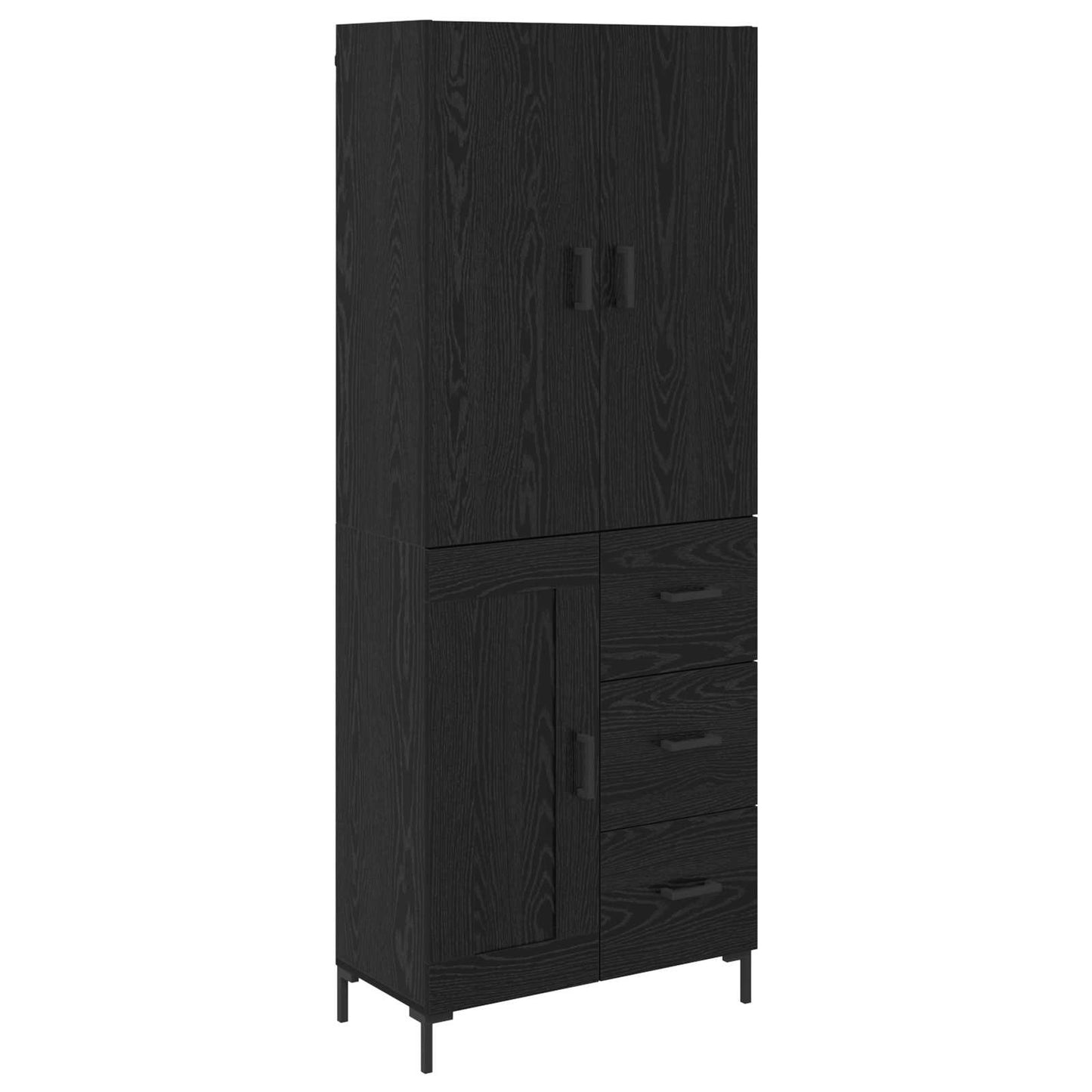 Høyskap Veggmontert Svart Eik 69,5 x 34 x 180 cm Konstruert tre