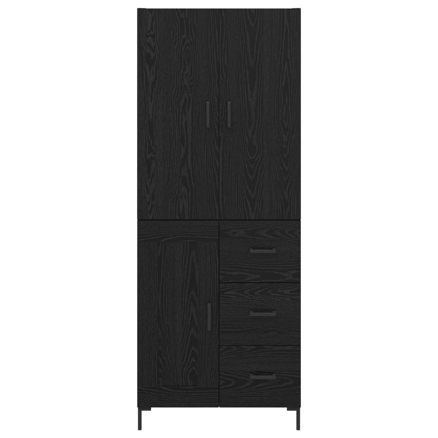 Høyskap Veggmontert Svart Eik 69,5 x 34 x 180 cm Konstruert tre