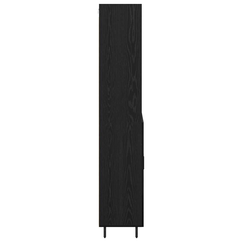 Høyskap Svart Eik 69,5 x 34 x 180 cm Sponplater og glass