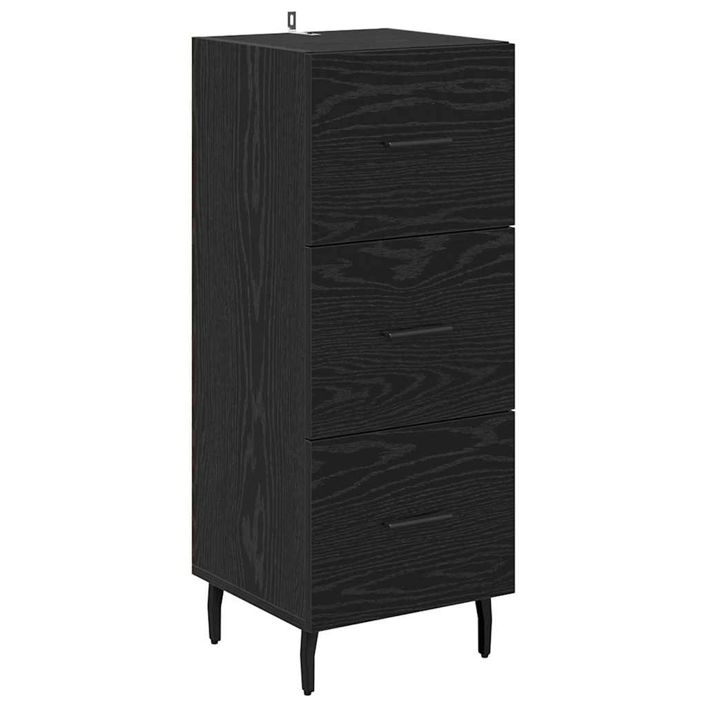 Høyskap med skuff Svart Eik 34,5 x 34 x 180 cm Konstruert tre