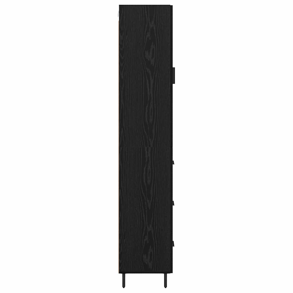 Høyskap med skuff Svart Eik 34,5 x 34 x 180 cm Konstruert tre