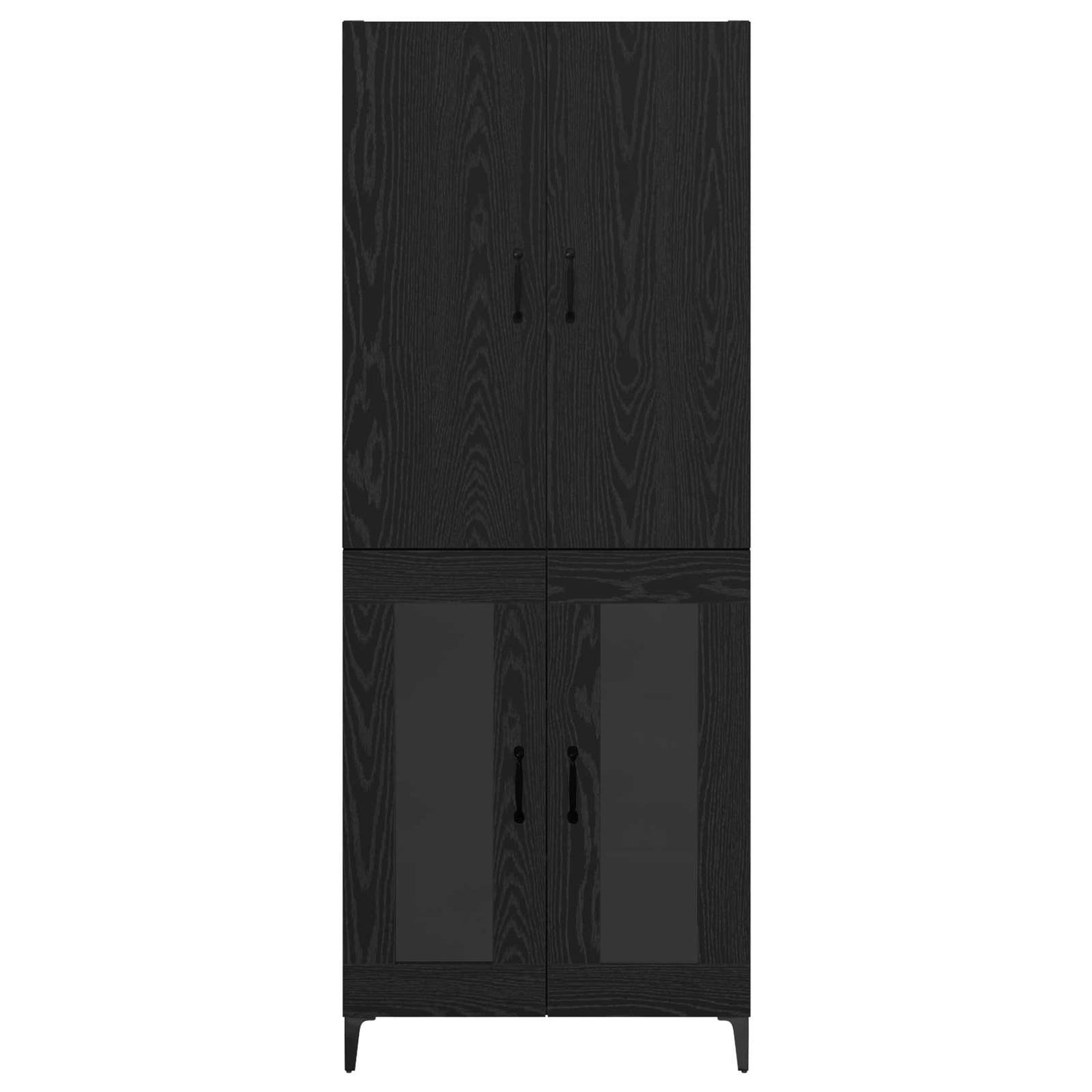 Høyskap Veggmontert Svart Eik 69,5 x 34 x 180 cm Konstruert tre