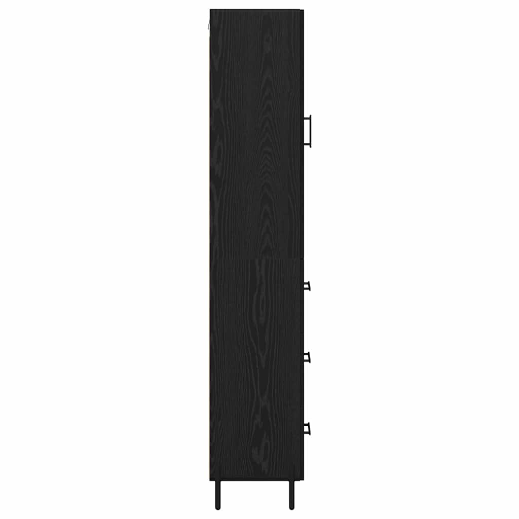 Høyskap med skuff Svart Eik 34,5 x 34 x 180 cm Konstruert tre