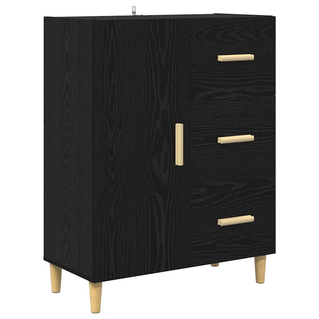 Høyskap med skuff Svart Eik 69,5 x 32,5 x 180 cm Konstruert tre