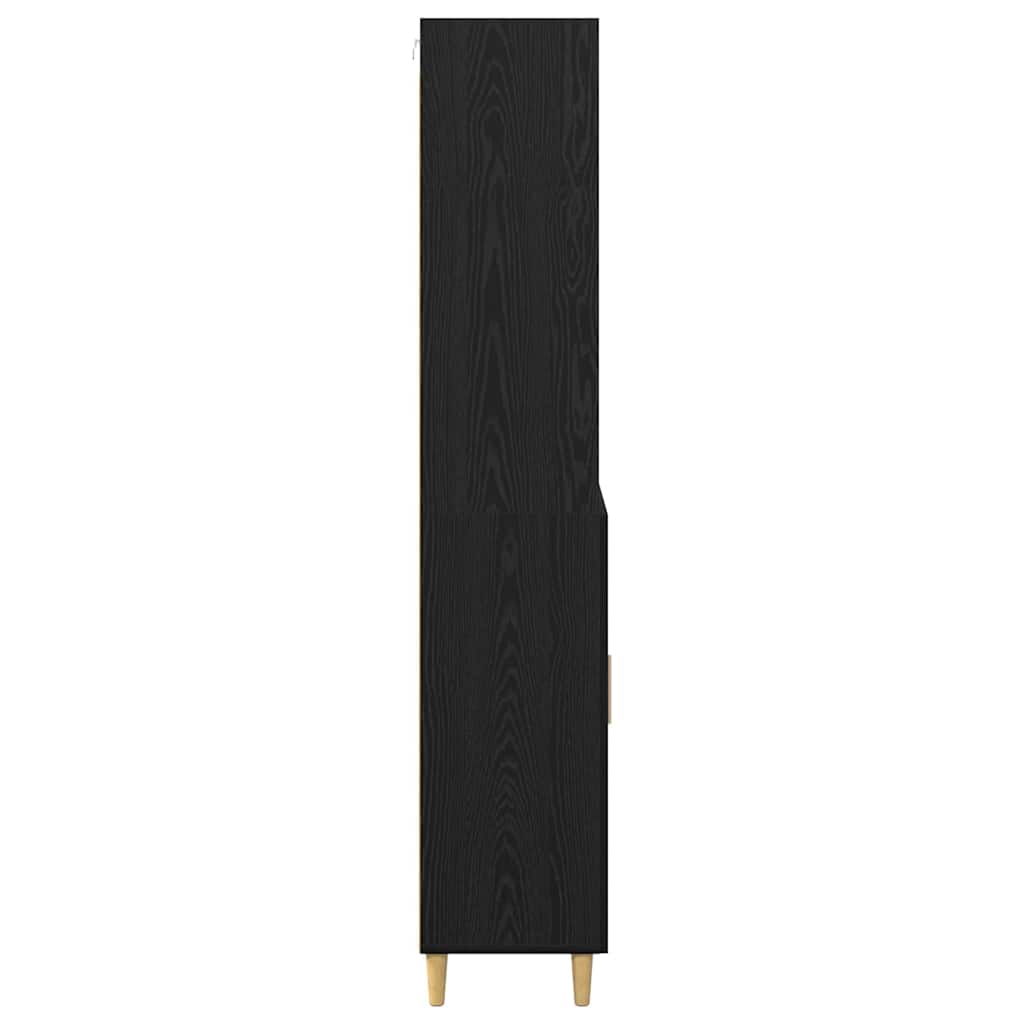 Høyskap med skuff Svart Eik 69,5 x 32,5 x 180 cm Konstruert tre