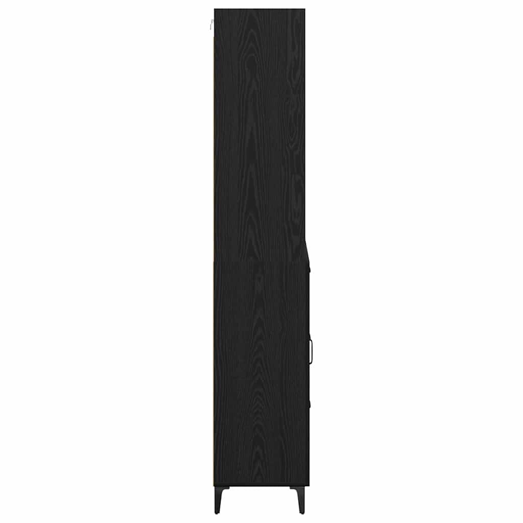 Høyskap med skuff Svart Eik 69,5 x 34 x 180 cm Konstruert tre