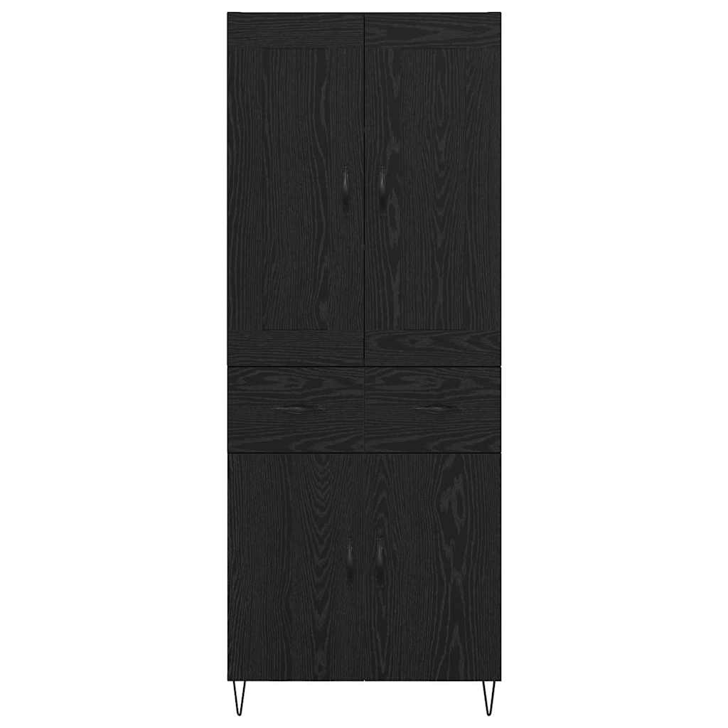 Høyskap med skuff Svart Eik 69,5 x 34 x 180 cm Konstruert tre