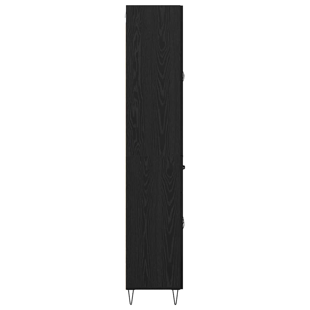 Høyskap med skuff Svart Eik 69,5 x 34 x 180 cm Konstruert tre