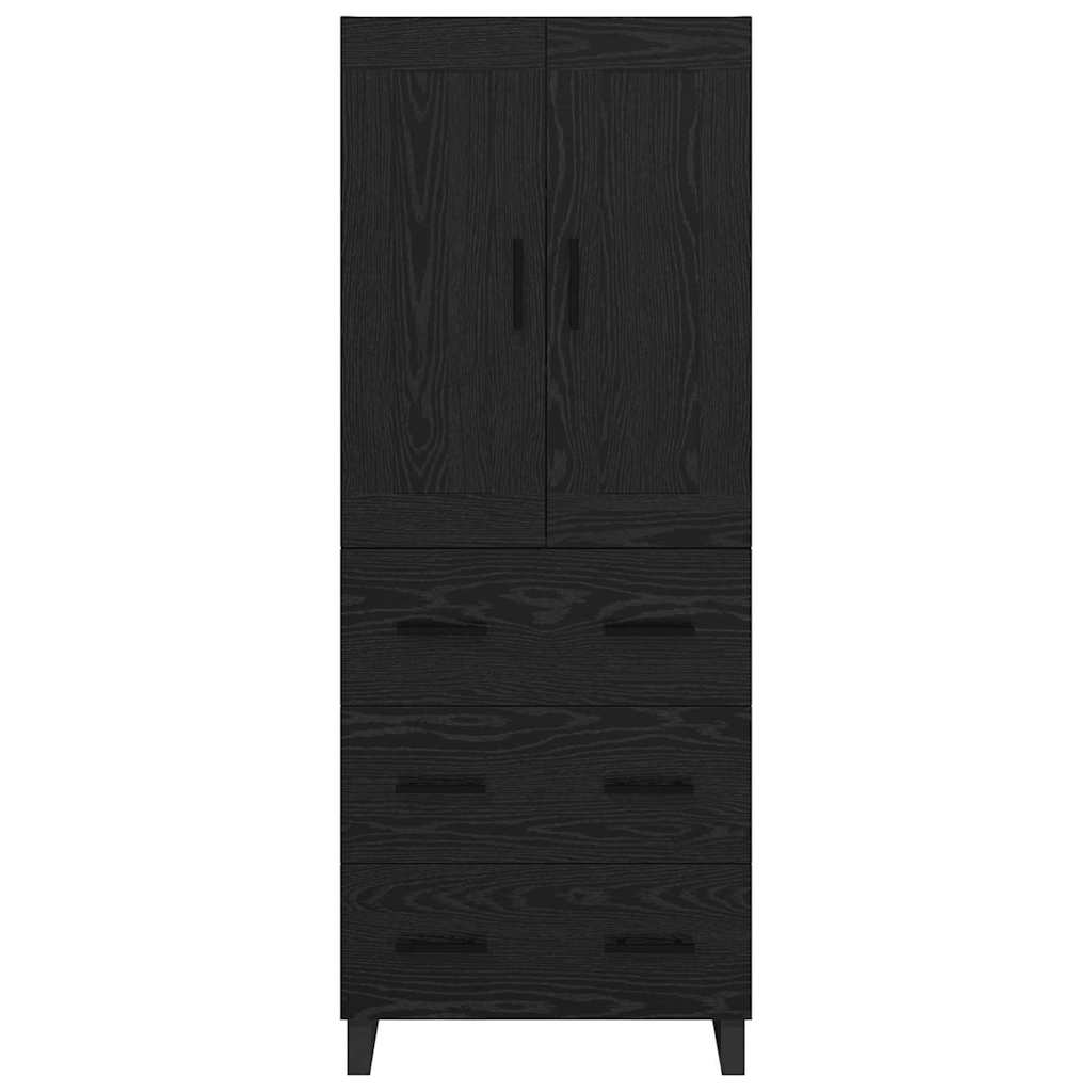 Høyskap med skuff Svart Eik 69,5 x 34 x 180 cm Konstruert tre