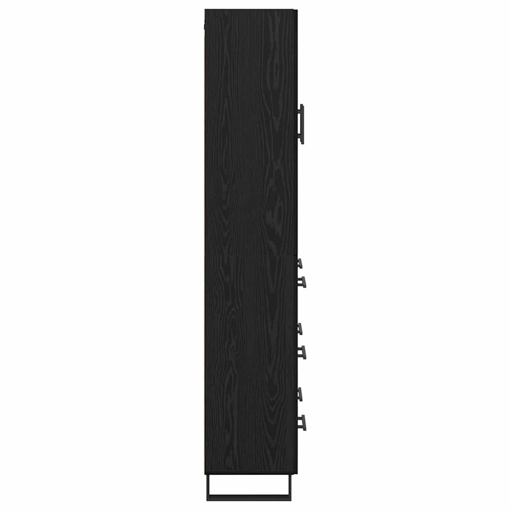 Høyskap med skuff Svart Eik 69,5 x 34 x 180 cm Konstruert tre