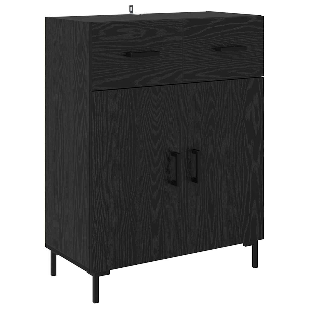 Høyskap med skuff Svart Eik 69,5 x 34 x 180 cm Konstruert tre