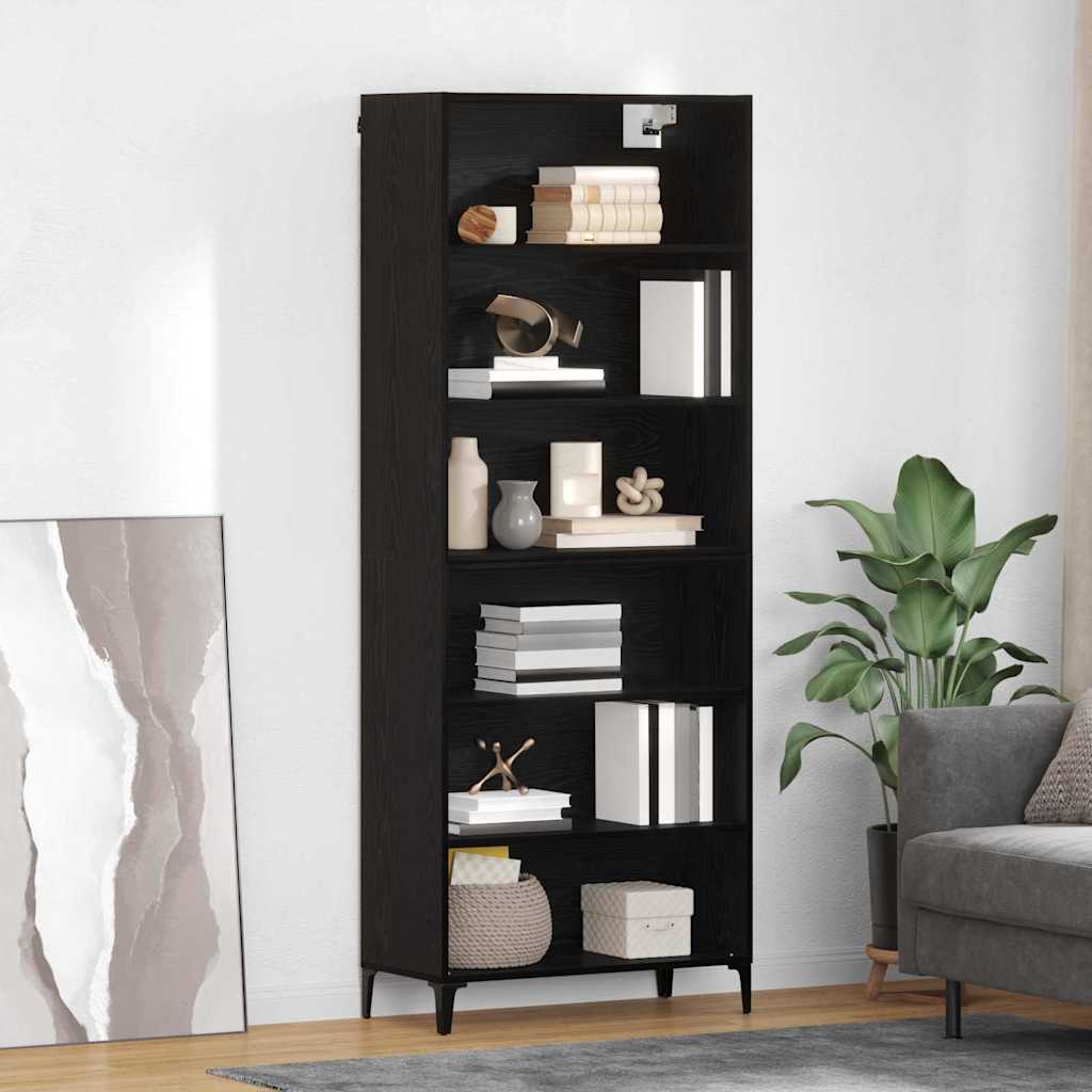 Høyskap Svart Eik 69,5 x 34 x 180 cm Konstruert tre