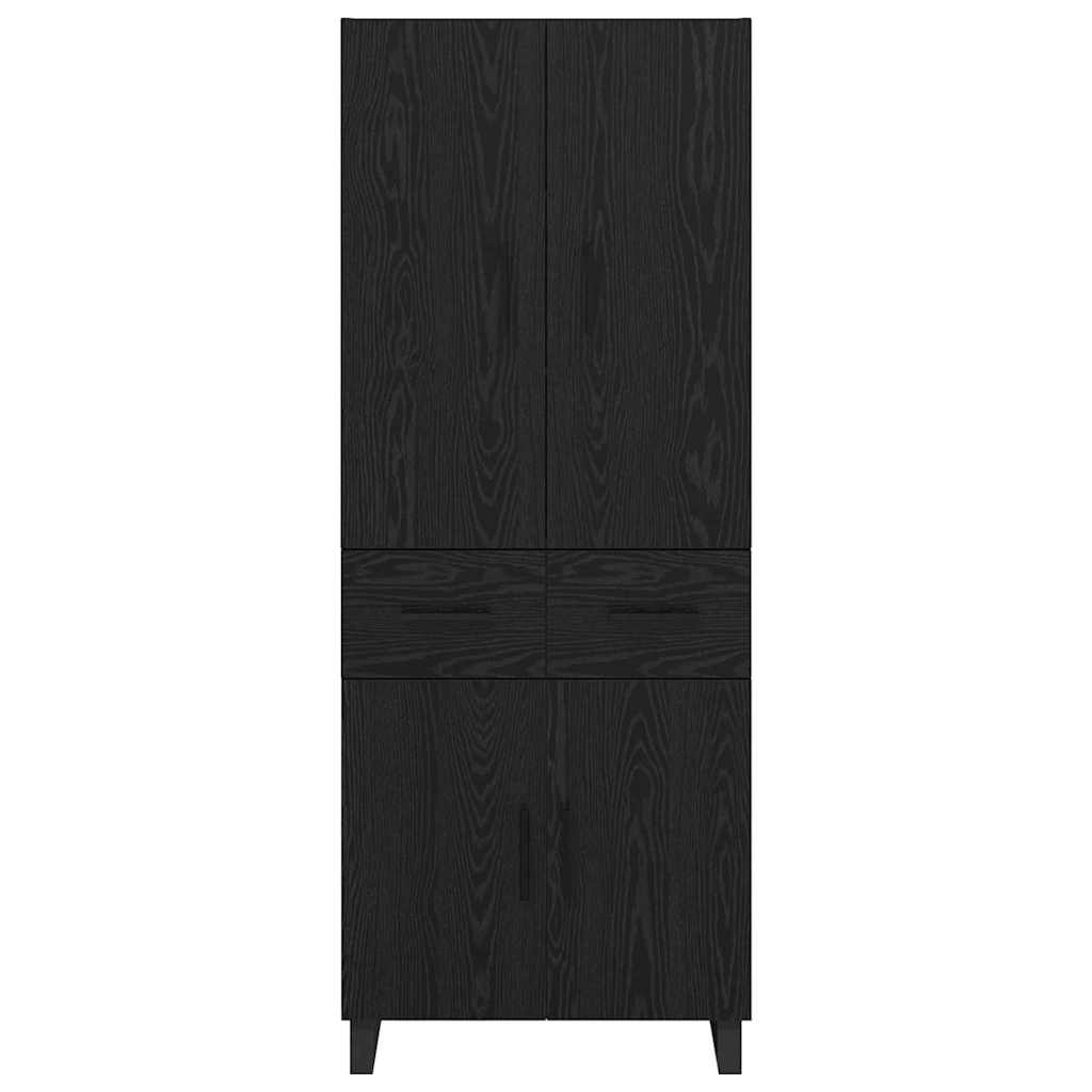 Høyskap 2 pcs Svart Eik 69,5 x 34 x 180 cm Sponplater og glass