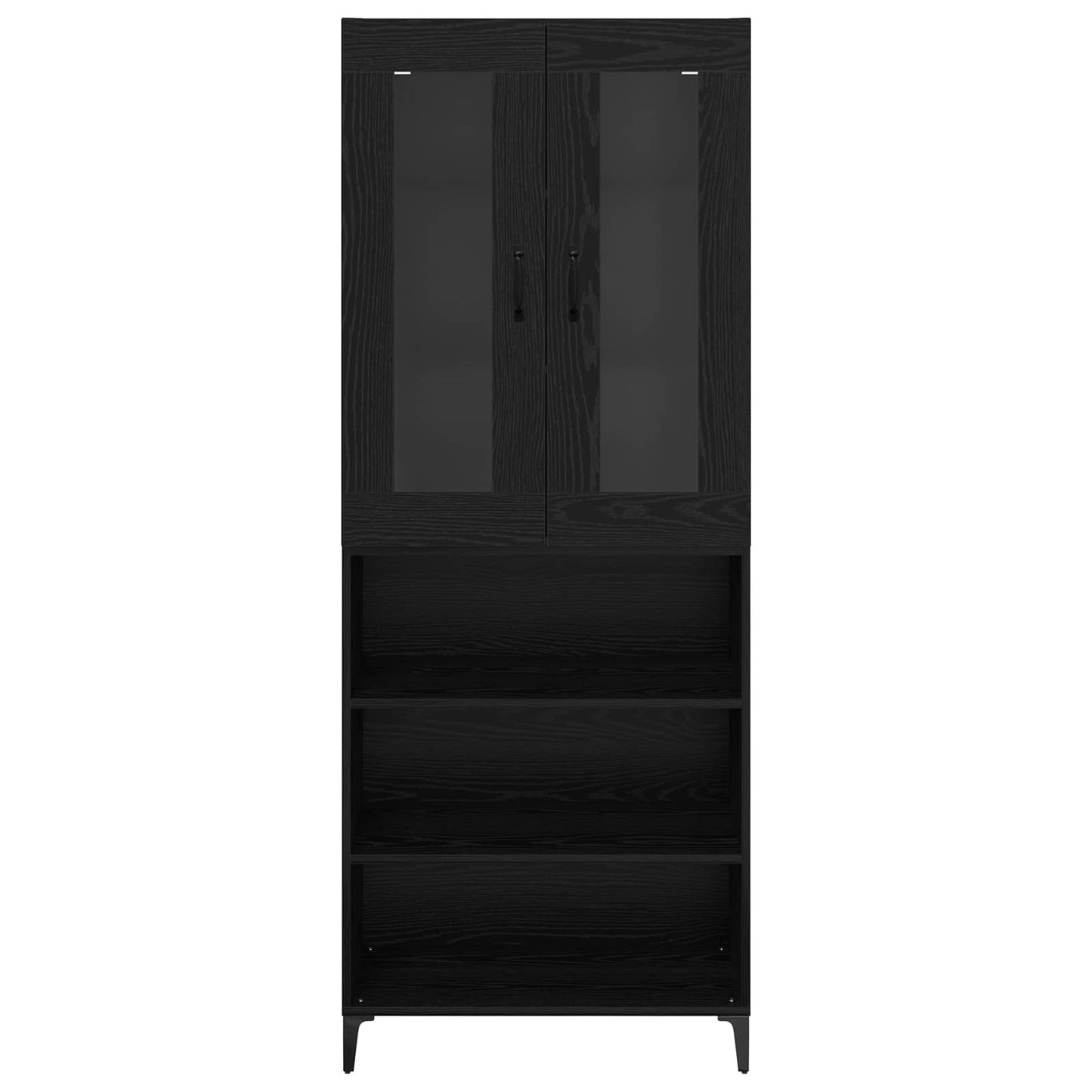 Høyskap Veggmontert Svart Eik 69,5 x 34 x 180 cm Konstruert tre