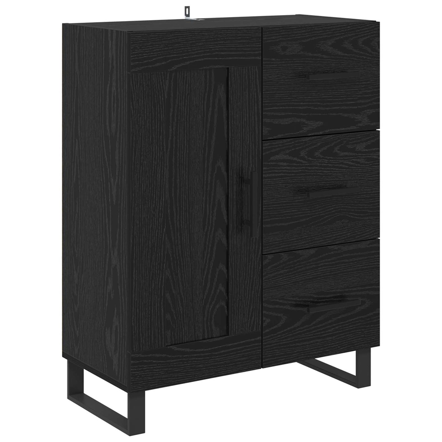 Høyskap med skuff 2 pcs Svart Eik Sponplater og glass