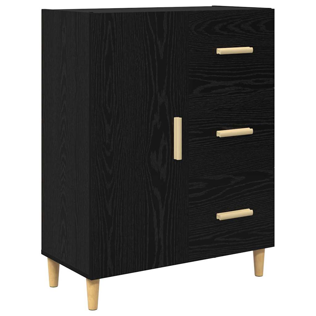 Høyskap med skuff Svart Eik 34,5 x 34 x 180 cm Konstruert tre