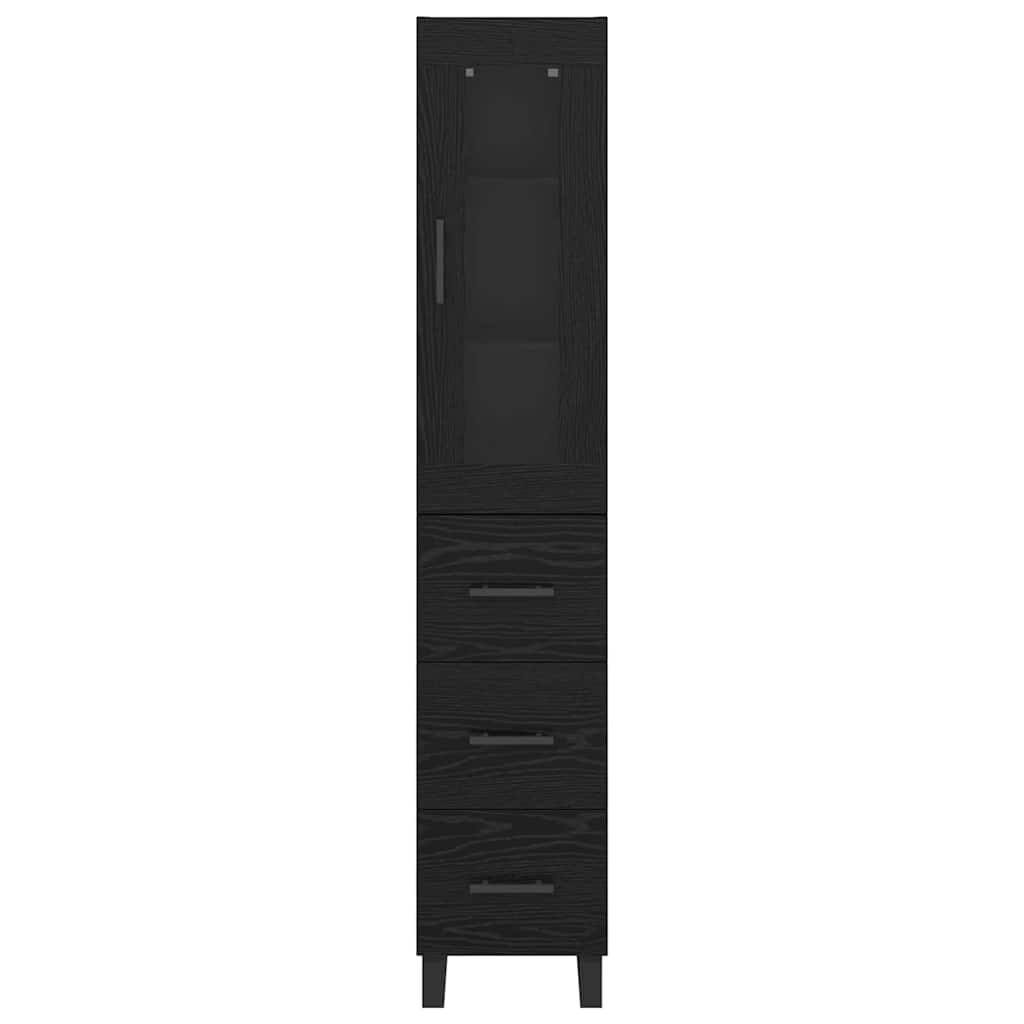 Høyskap med skuff Svart Eik 34,5 x 34 x 180 cm Konstruert tre
