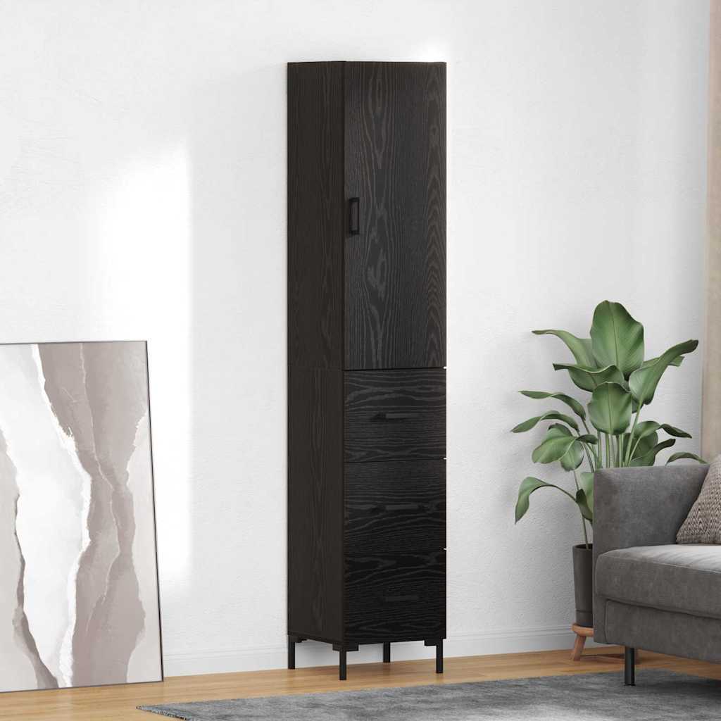 Høyskap med skuff Svart Eik 34,5 x 34 x 180 cm Konstruert tre