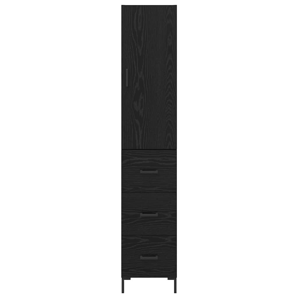 Høyskap med skuff Svart Eik 34,5 x 34 x 180 cm Konstruert tre