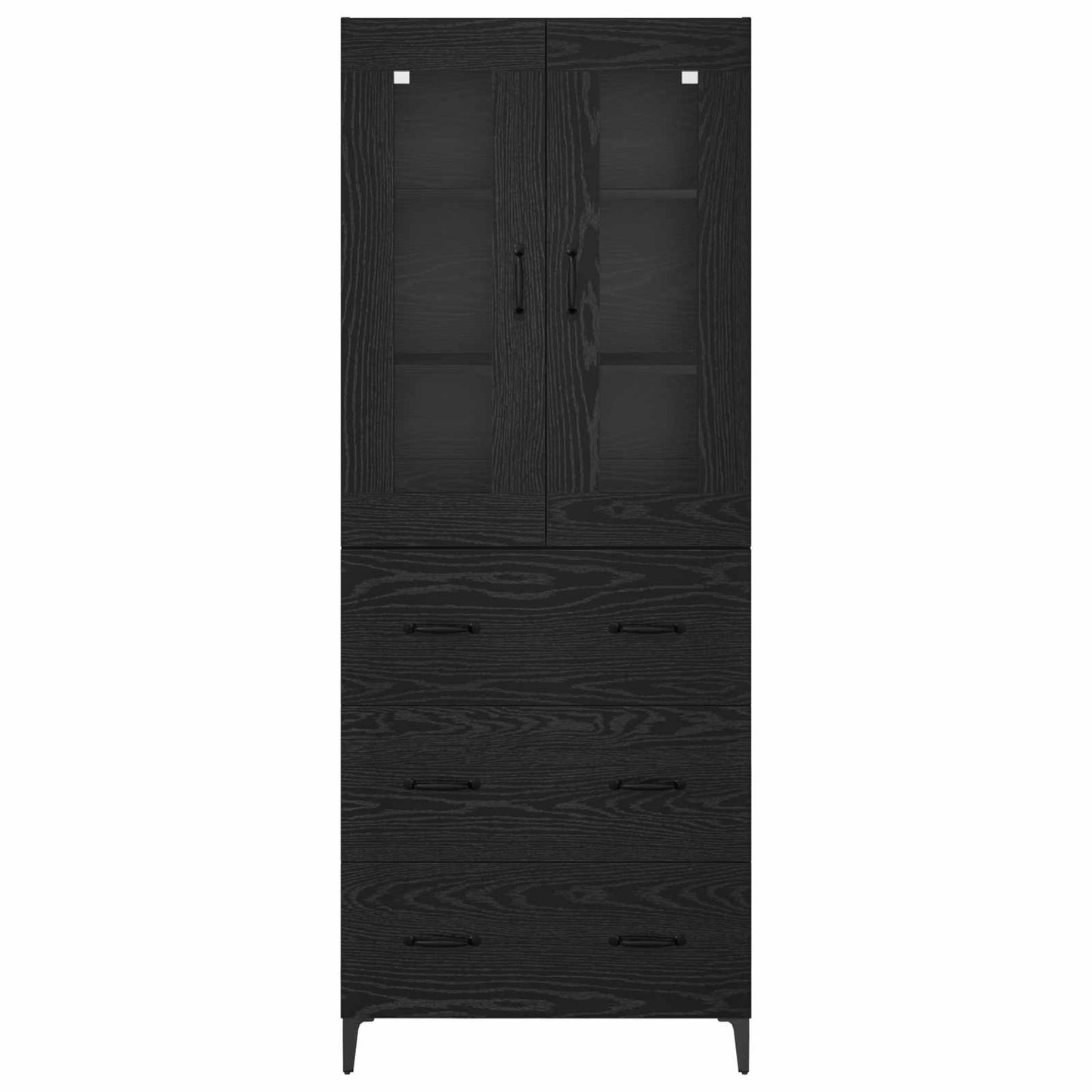 Høyskap Veggmontert Svart Eik 69,5 x 34 x 180 cm Konstruert tre