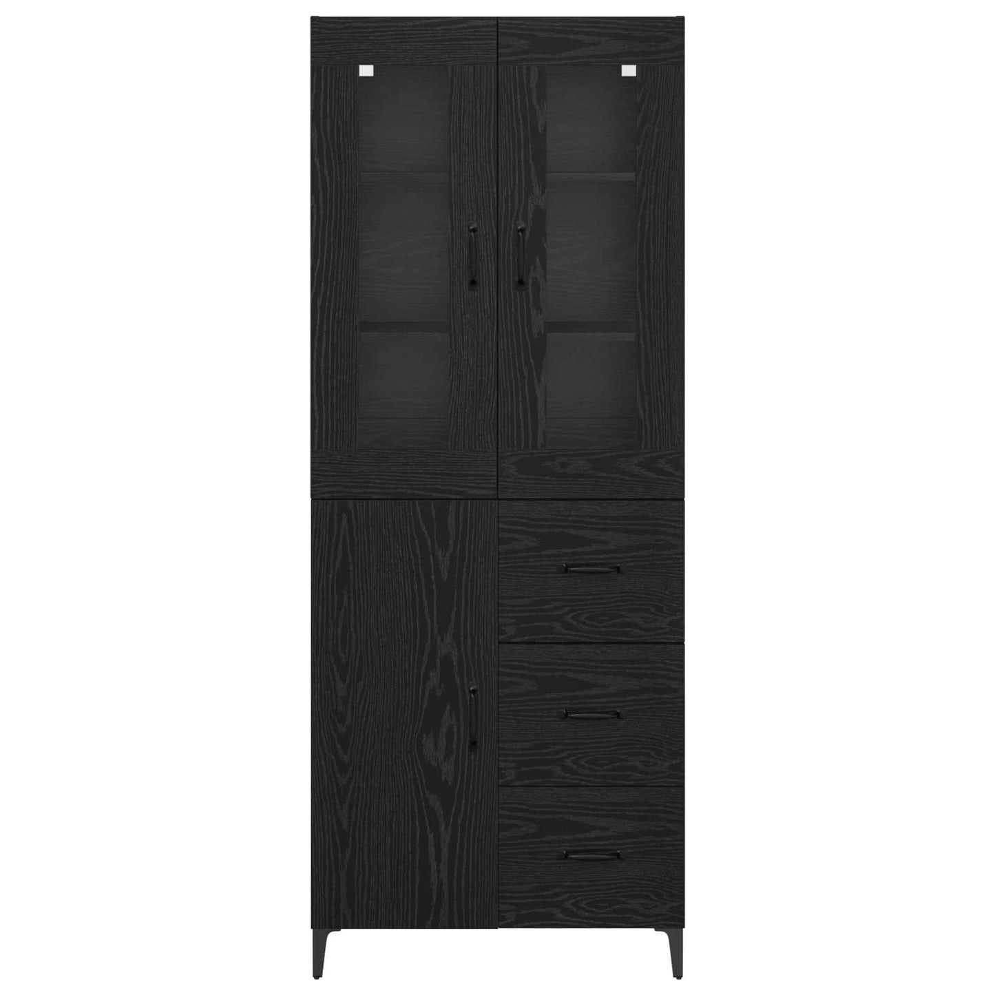 Høyskap Veggmontert Svart Eik 69,5 x 34 x 180 cm Konstruert tre