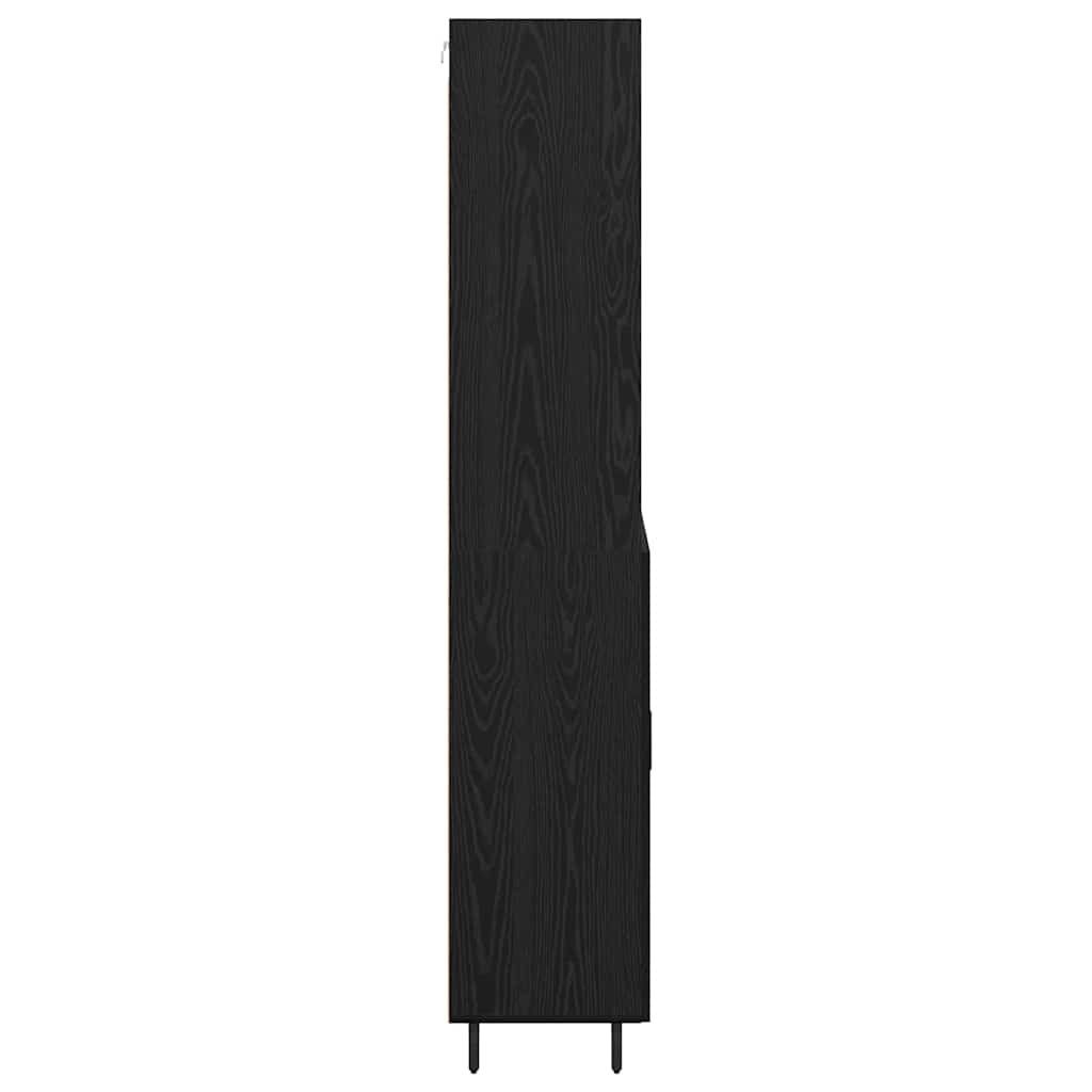 Høyskap Svart Eik 69,5 x 34 x 180 cm Sponplater og glass