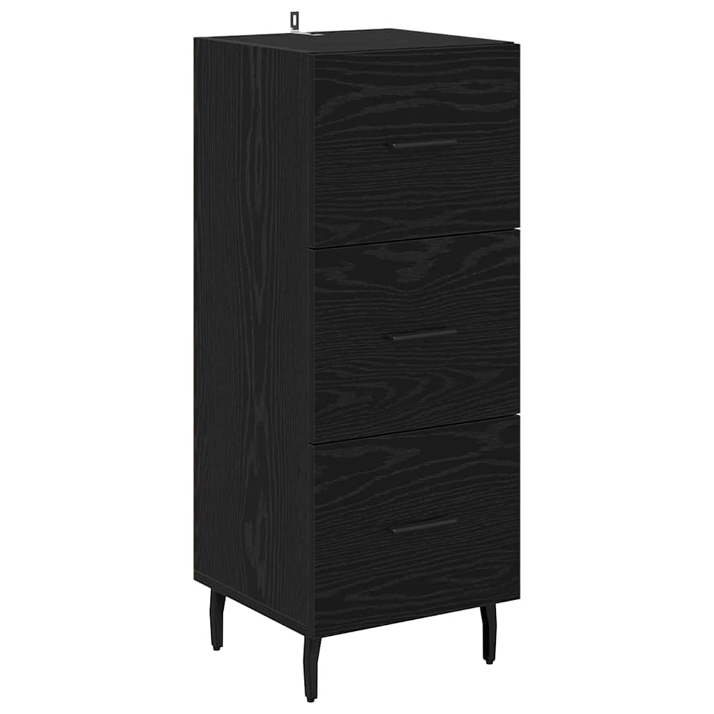 Høyskap med skuff Svart Eik 34,5 x 34 x 180 cm Konstruert tre